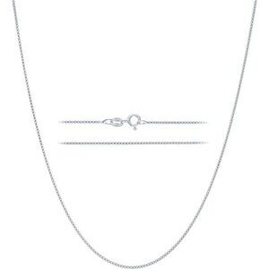 925 Solid Sterling Silver 1mm Dainty Thin Box Chain Necklace for Women, Italian
